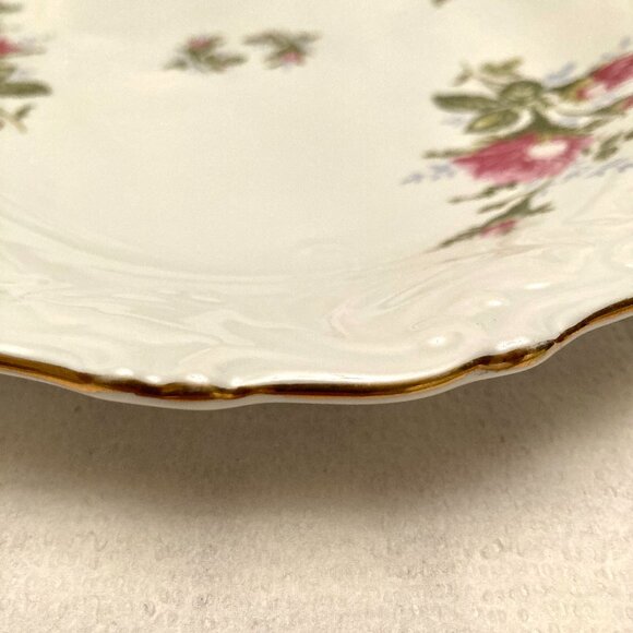 VINTAGE Royal Kent Poland Fine China 13” Oval Serving Platter RKT8 Moss Rose - Picture 5 of 7
